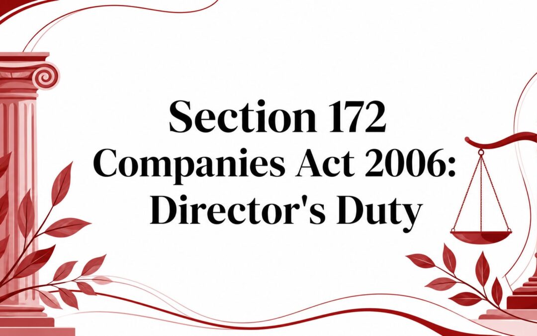 Scales of justice and a legal gavel, representing directors' statutory duty under Section 172 of the Companies Act 2006.